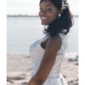 Silver/light gray gown maid of honor/ mother of the bride/ wedding dress/prom